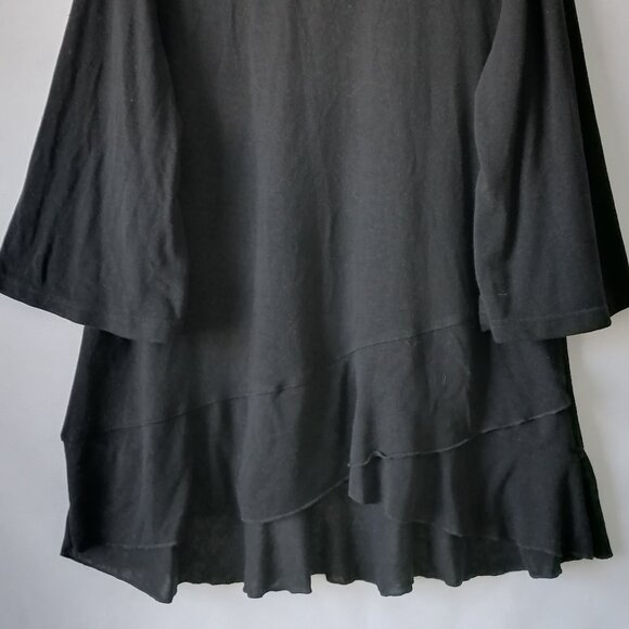 NWT Suzanne Betro Womens Black Round Neck 3/4 Sleeve Ruffle Hem Tunic Top Sz 1X - Picture 3 of 6